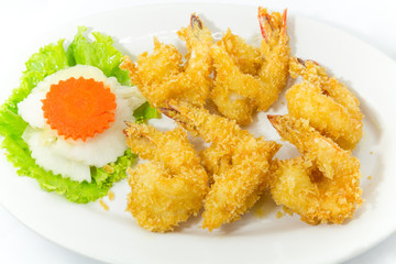 Crispy shrimp on dish