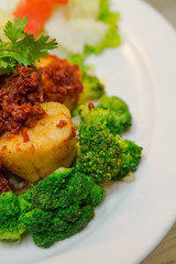 Scallop with red sauce