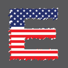 Flag of USA alphabet - E