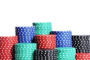 Casino chips isolated on white