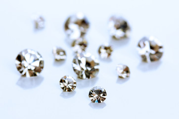 Beautiful shining crystals (diamonds), isolated on white
