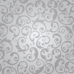 Seamless luxury silver swirls floral wallpaper pattern