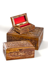 Hand carved wood boxes from Afghanistan