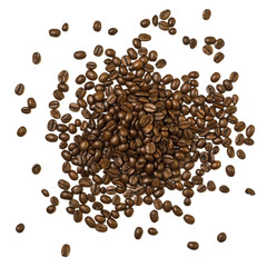 Shot from above pile of coffee beans