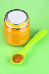 Color spoon for baby food with baby nutrition