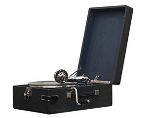 An old dusty gramophone playing a vinyl record