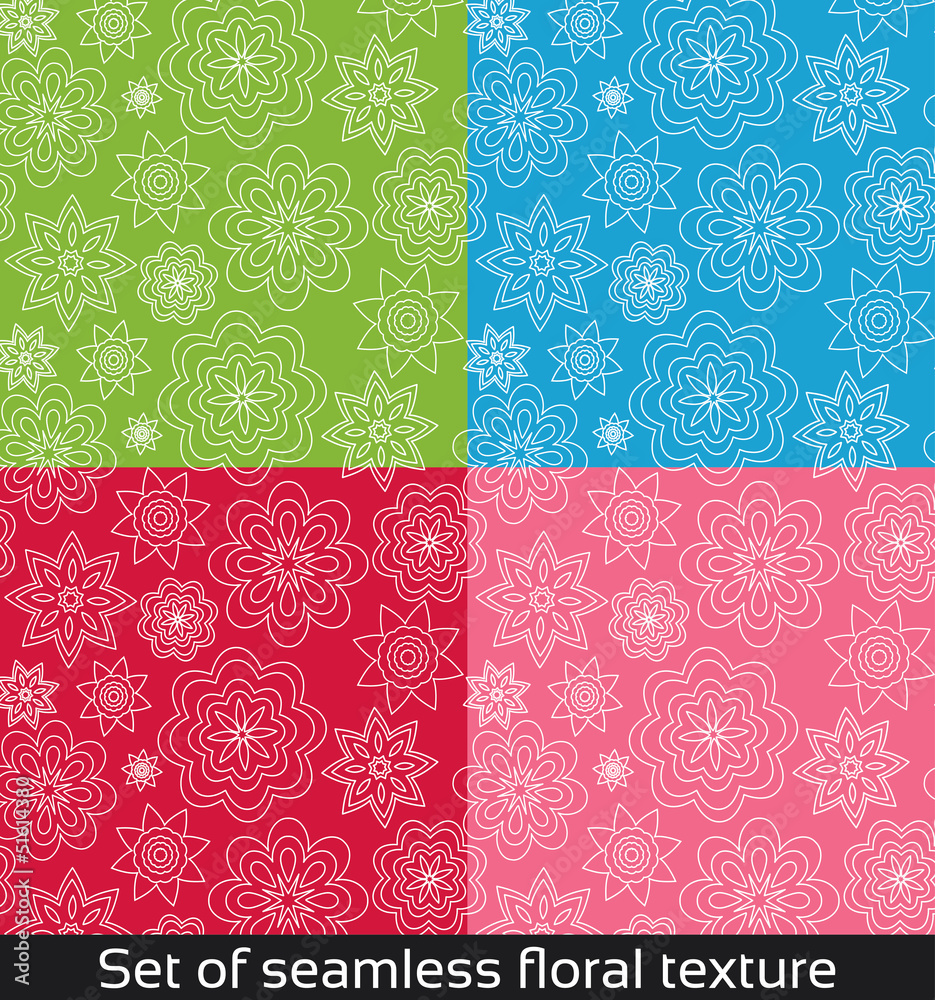 Poster seamless vector pattern with colorful flowers.
