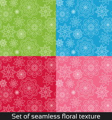 Seamless vector pattern with colorful flowers.
