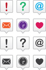Speech bubble icons with various icons