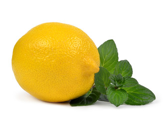 Lemon with mint leaves