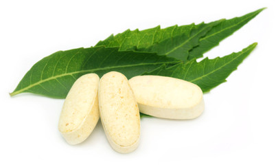 Pills made from medicinal neem leaves