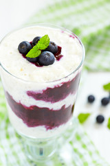 Rice pudding with blueberry