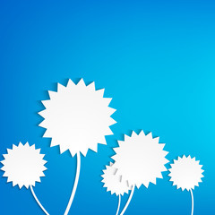 Paper flowers on blue