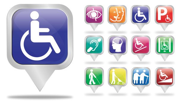 bulles carré argent : logos handicap 1