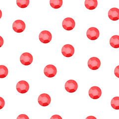 Glamourous red sequins on white seamless pattern, vector