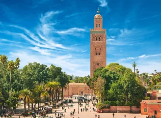 Deurstickers Marokko Hoofdplein van Marrakech in de oude medina. Marokko.