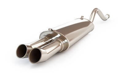 Car muffler, exhaust silencer on a white background