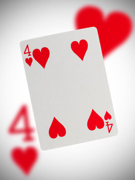 Playing card, four of hearts