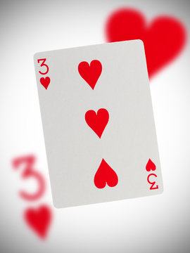 Playing card, three of hearts