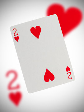 Playing card, two of hearts