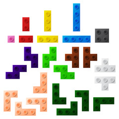 Plastic construction blocks. Vector illustration.