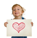Muttertagsgeschenk: Kind halt eine Zeichnung mit Herz