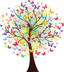 Obraz premium Wektor piękne wiosenne drzewo, składające się z motyli