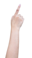 isolated female hand touching