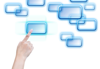 hand pushing on a touch screen interface