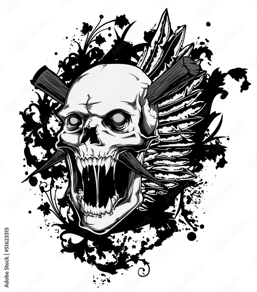 Sticker screaming skull