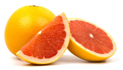 Grapefruit sliced on white background