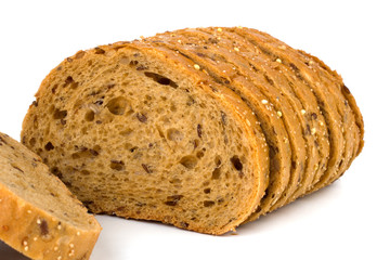 Rye bread on white background