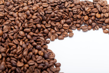 coffee beans close up isolated on white