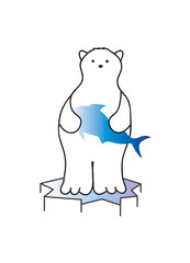 Eisbär mit Fisch