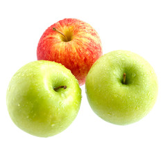 green and red apples isolated on white ground