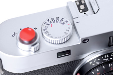 Close up of rangefinder camera