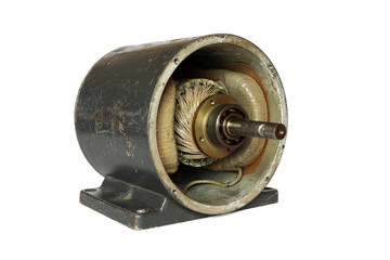 Dissasembled old dc electromotor