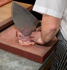 Preparing T-bone steak