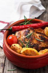 oven baked chicken fillet with potatoes