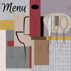 restaurant menu design template, with strokes and splashes, grun