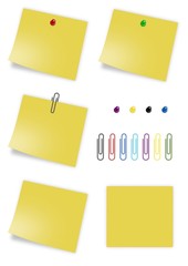 Żółta karteczka pinezka spinacz wiadomość - obrazy, fototapety, plakaty