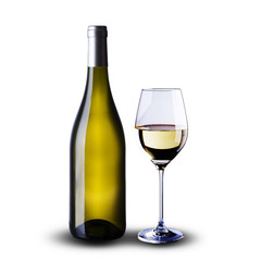 Bottle and glass of white wine