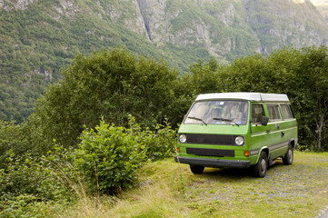 Minivan camping into the wild