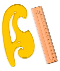 French curve and ruler - obrazy, fototapety, plakaty