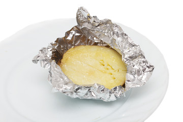 baked potatoes on a white background