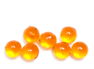 ball of fish oil on a white background. macro