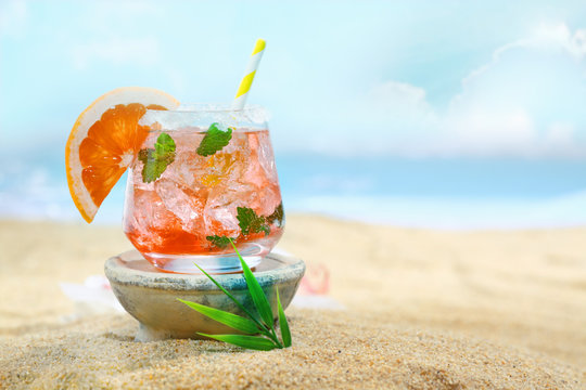 Delicious looking cocktail on the beach