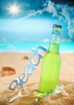 Chilled beer on the beach