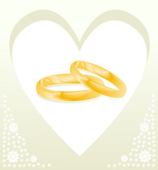 Couple of gold wedding rings vector background card