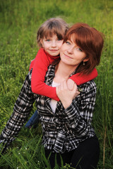 Mother and daughter in the park